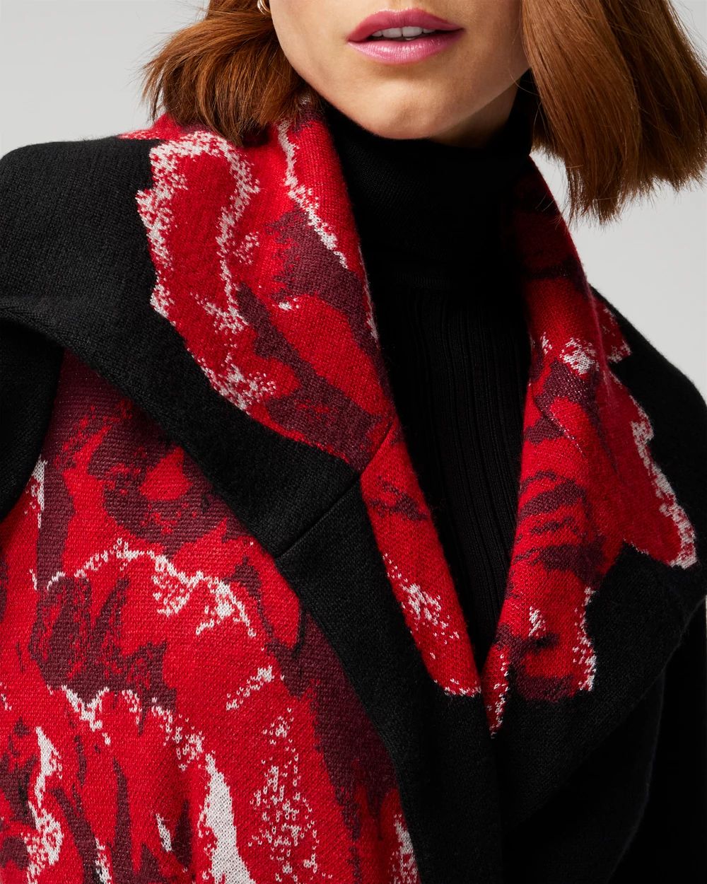 Jacquard Rose Sweater Coat | White House Black Market
